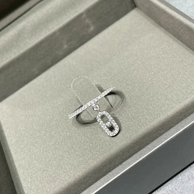 Celestia Motion – 925 Silver Sliding Diamond Ring - J&L Elegance