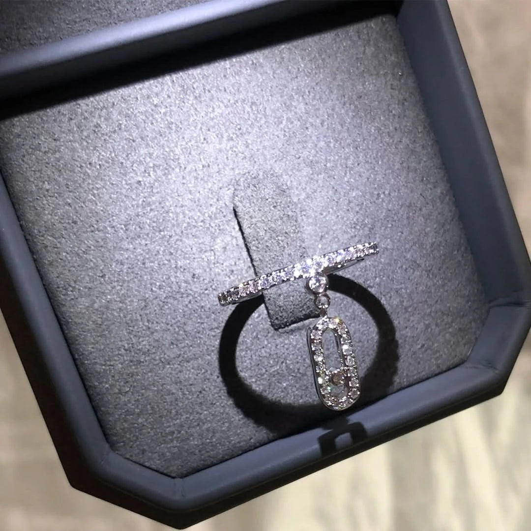Celestia Motion – 925 Silver Sliding Diamond Ring - J&L Elegance