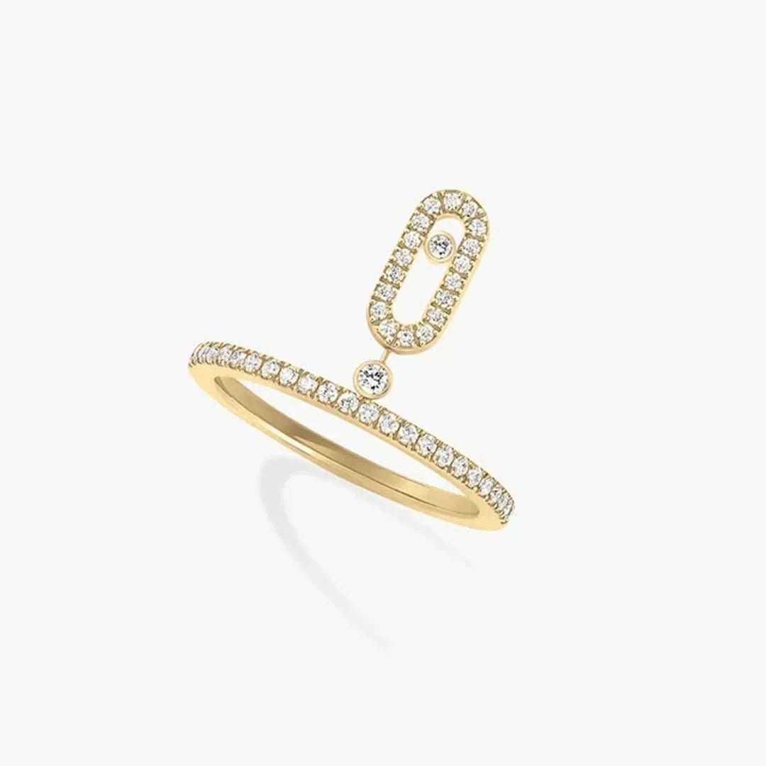 Celestia Motion – 925 Silver Sliding Diamond Ring - J&L Elegance