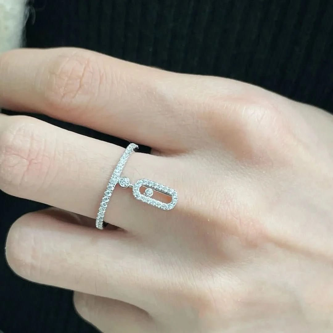 Celestia Motion – 925 Silver Sliding Diamond Ring - J&L Elegance