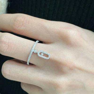 Celestia Motion – 925 Silver Sliding Diamond Ring - J&L Elegance