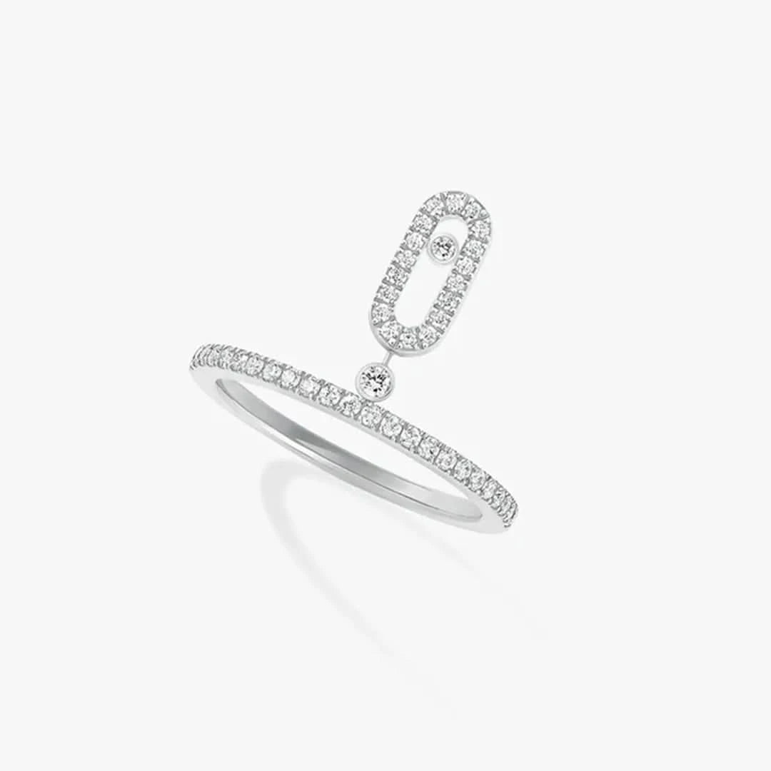 Celestia Motion – 925 Silver Sliding Diamond Ring - J&L Elegance