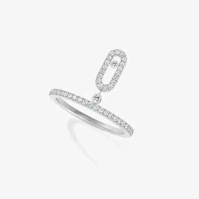 Celestia Motion – 925 Silver Sliding Diamond Ring - J&L Elegance