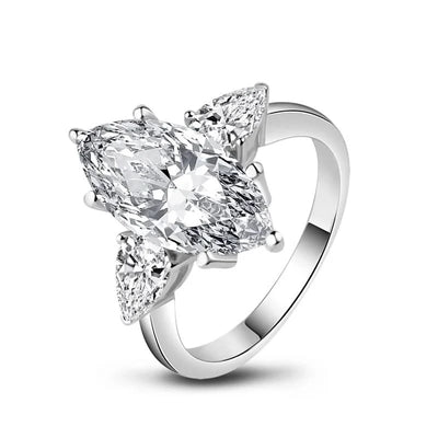 Eternia – 925 Silver Marquise Engagement Ring - J&L Elegance