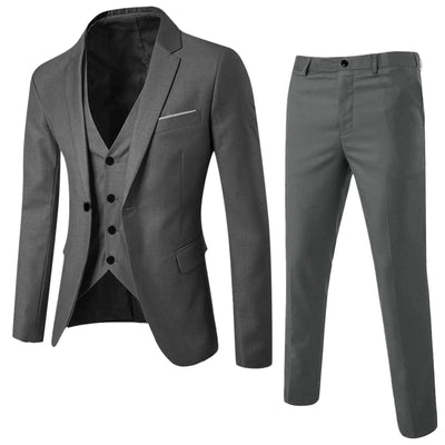 Men Suit Slim 3 - piece Suit Business Wedding Party Jacket Vest - J&L Elegance