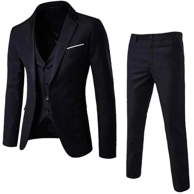 Men Suit Slim 3 - piece Suit Business Wedding Party Jacket Vest - J&L Elegance