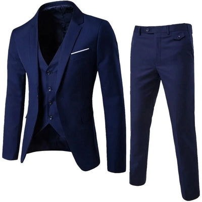 Men Suit Slim 3 - piece Suit Business Wedding Party Jacket Vest - J&L Elegance