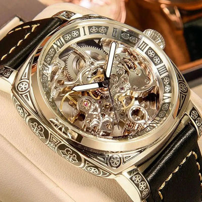 New Carved Men Watch Fully Automatic - J&L Elegance