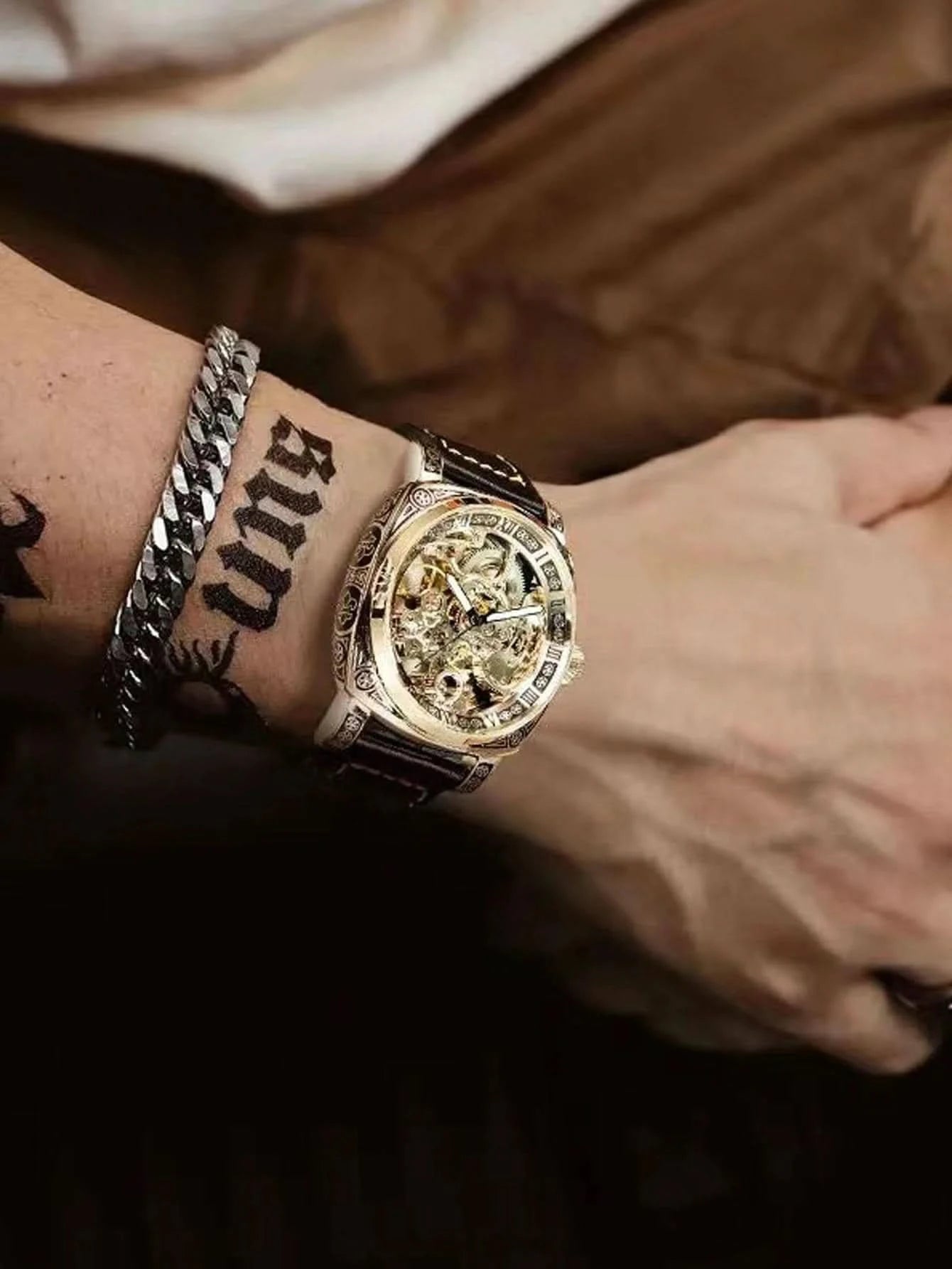 New Carved Men Watch Fully Automatic - J&L Elegance