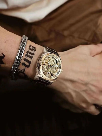 New Carved Men Watch Fully Automatic - J&L Elegance
