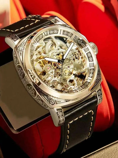 New Carved Men Watch Fully Automatic - J&L Elegance