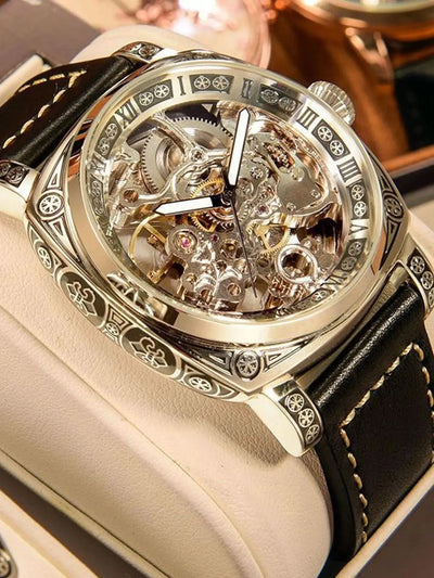 New Carved Men Watch Fully Automatic - J&L Elegance