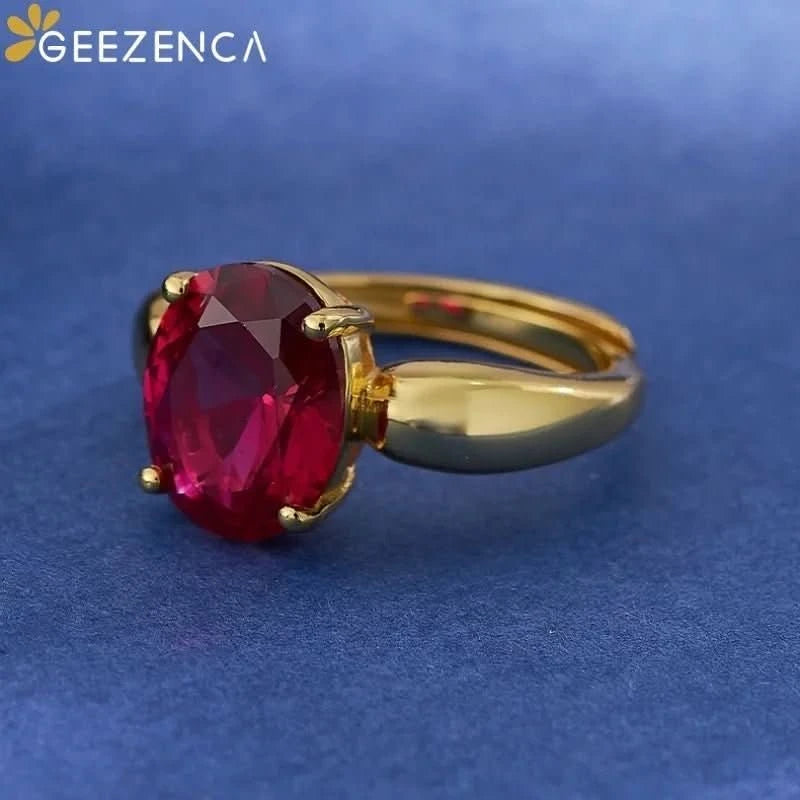 Rosalia – 18K Gold Red Corundum Promise Ring - J&L Elegance