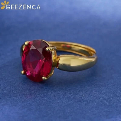 Rosalia – 18K Gold Red Corundum Promise Ring - J&L Elegance