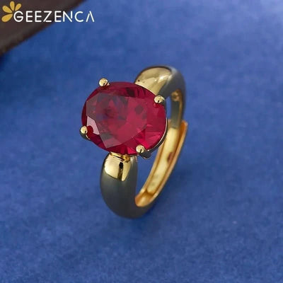 Rosalia – 18K Gold Red Corundum Promise Ring - J&L Elegance