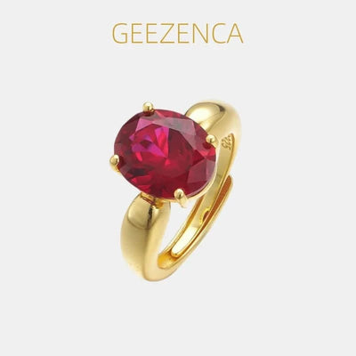 Rosalia – 18K Gold Red Corundum Promise Ring - J&L Elegance
