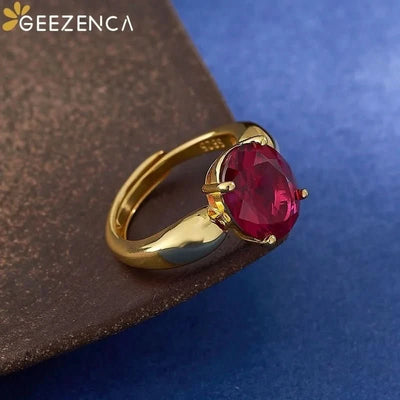 Rosalia – 18K Gold Red Corundum Promise Ring - J&L Elegance